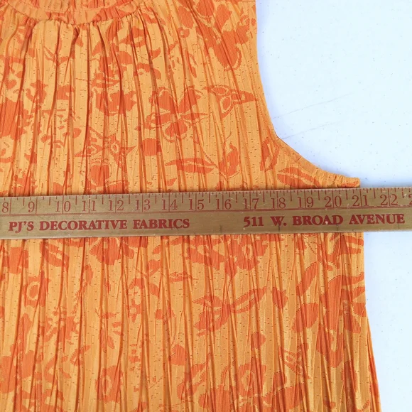 Cato Orange Floral Pleated Sleeveless High-Neck Top Size 14/16W - Picture 7 of 8